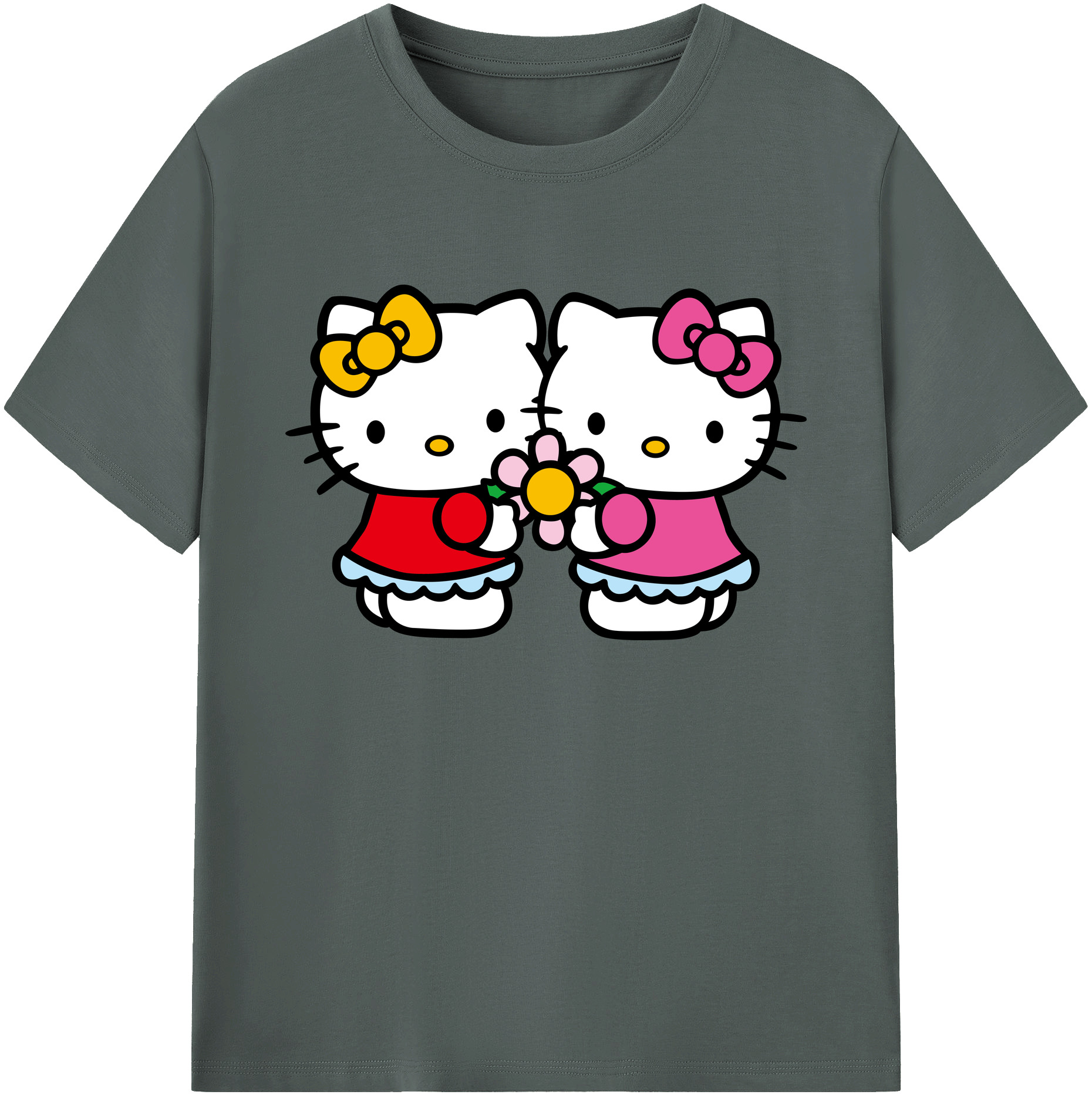 （画像用） Hello Kitty ハローキティ 綿100％ メンズ半袖Tシャツ｜肌触りやわらか＆通気性